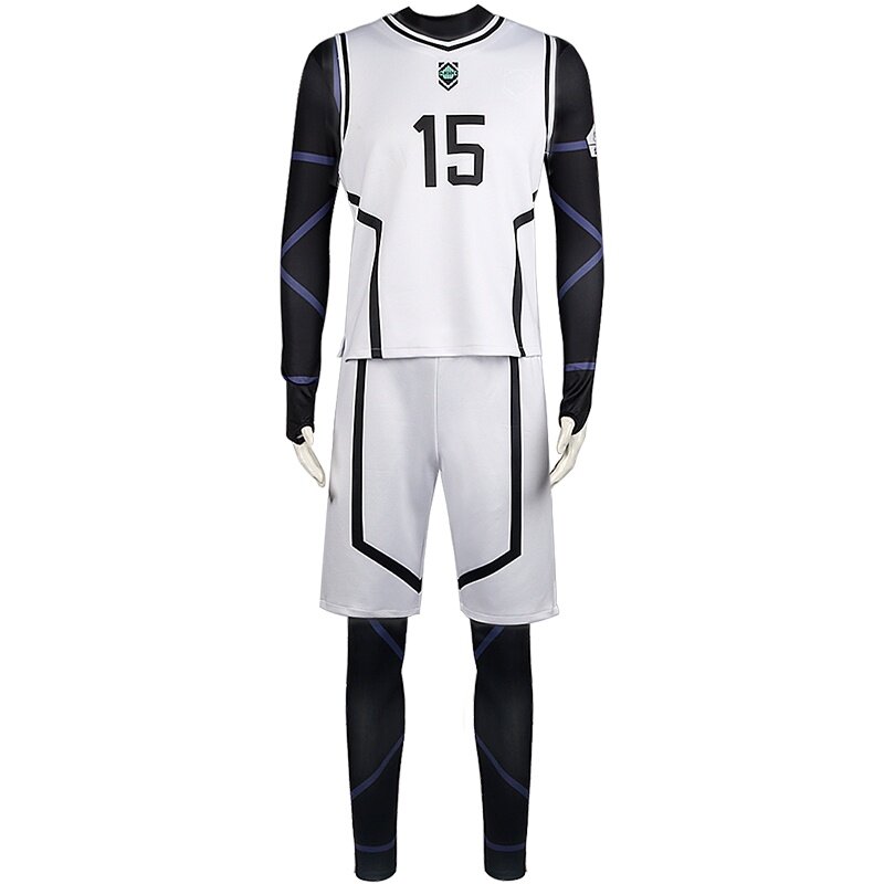 Yoachi-uniforme blanco del equipo Isagi, traje de Cosplay de Anime con cerradura azul, Seishiro, peluca Nagi, camiseta de fútbol Shoei Baro, ropa deportiva