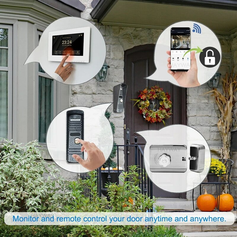 Hayway Home Video Intercom 1080P Video Deurbel Camera Voor Appartement 7 "Tuya Smart Full Touch Monitor Ondersteuning Bewegingsdetectie