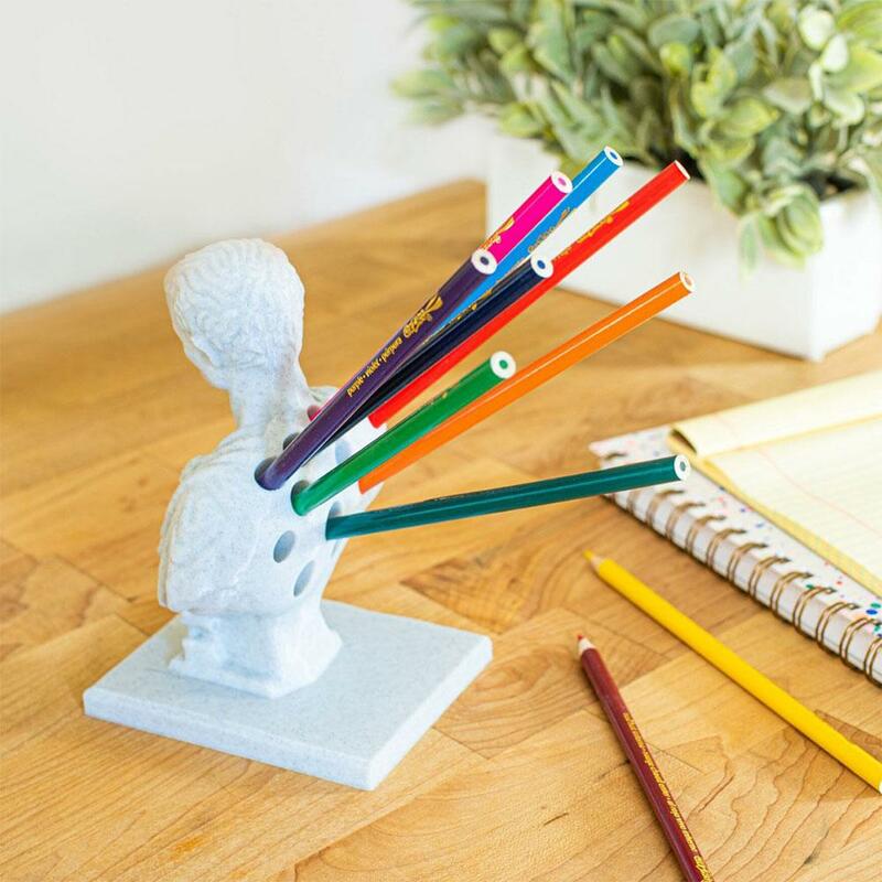 Soporte para bolígrafos de la estatua de Julius Caesar, organizador de escritorio para oficina, estante para lápices, accesorios para la escuela, U1Z5