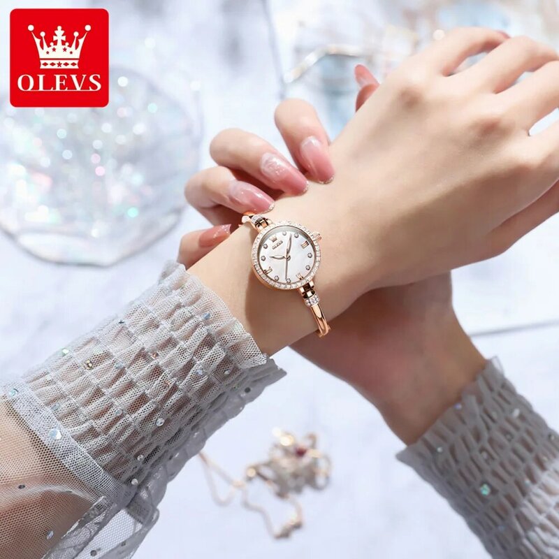 Luxusmarke elegante Damen Armreif Uhren Strass wasserdichte Schmuck uhr für Frauen minimalist ische Damen Quarz Armbanduhren