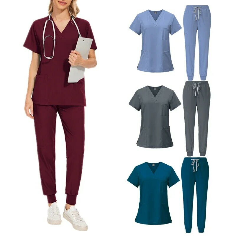 Infermieri Scrubs Uniform Women Scrub set accessori per l'allattamento camici per chirurgia ospedaliera clinica odontoiatrica salone di bellezza abbigliamento da lavoro