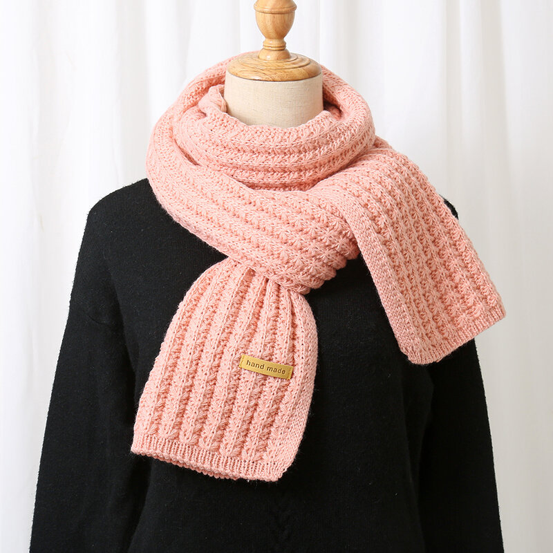 Écharpe tricotée en laine pour homme et femme, écharpe polyvalente, couleur unie, tendance, chaude, nouvelle collection hiver