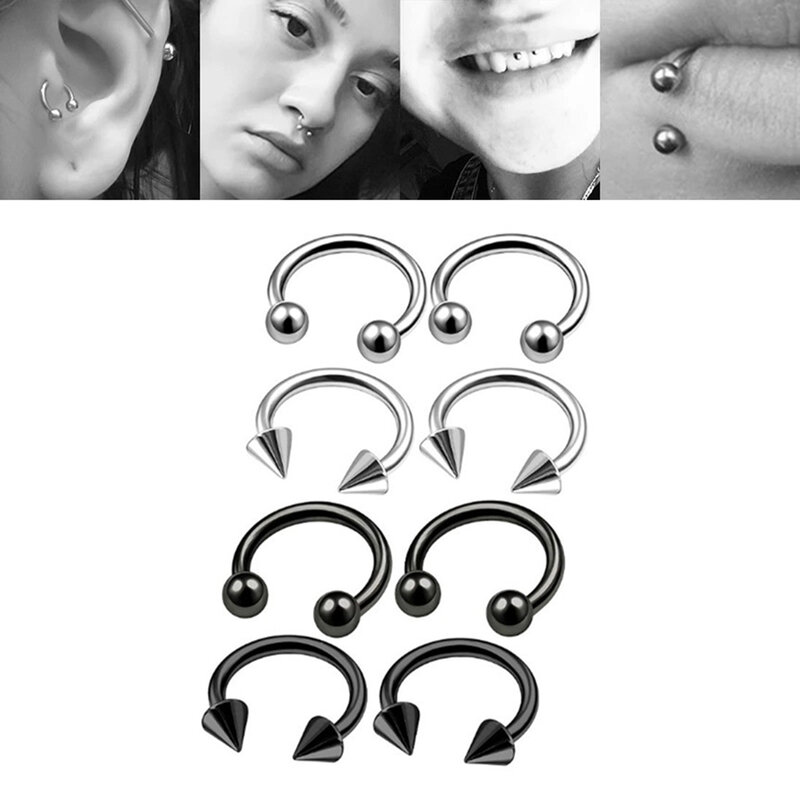 1/5/Pack Stainless Steel Septum Piercing Nose Ring Cartilage Horseshoe Earrings For Women Men Body Jewelry Punk Accessories