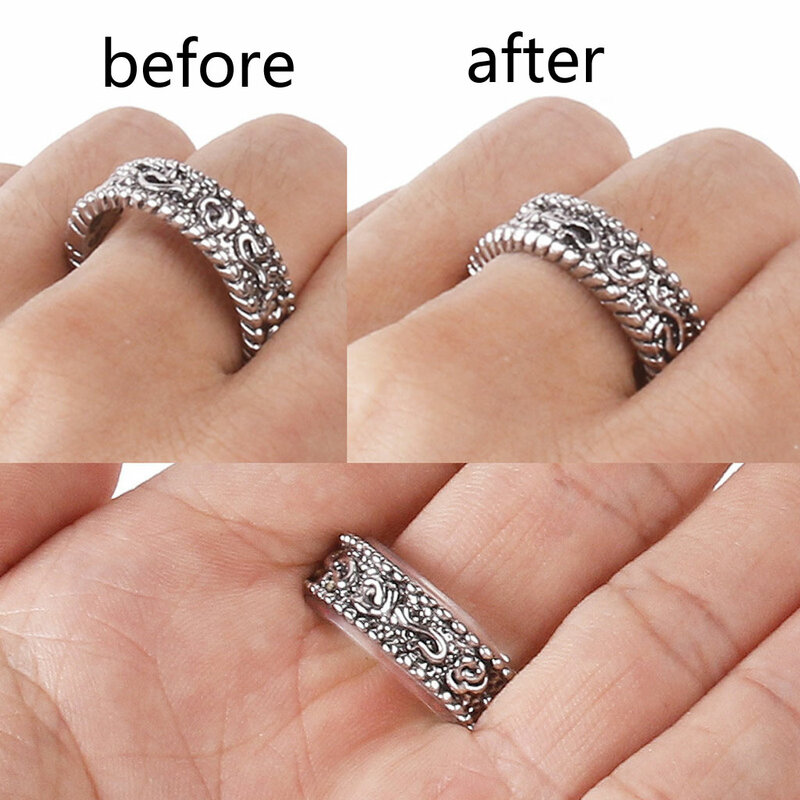 8 rozmiarów silikonowy niewidoczny przezroczysty regulator rozmiaru pierścionka reduktor luźnych pierścieni do rozmiaru pierścieni pasuje do wszelkich pierścionków narzędzia do biżuterii