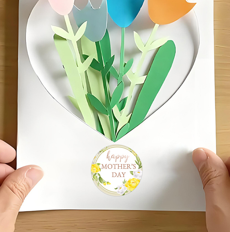 ملصقات أختام مغلف للالتفاف ، تصميم زهور حلوة ، عيد الأم السعيدة ، صائق هدايا