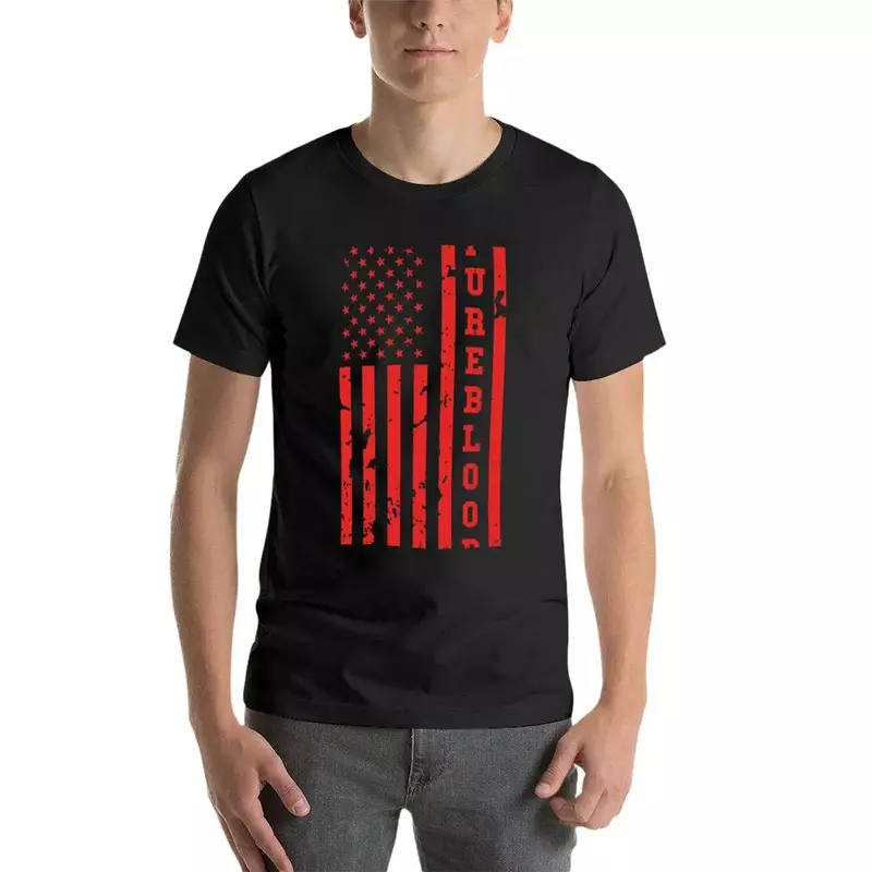 Camiseta com bandeira americana Pureblood para homens, tops gráficos de verão, blanks