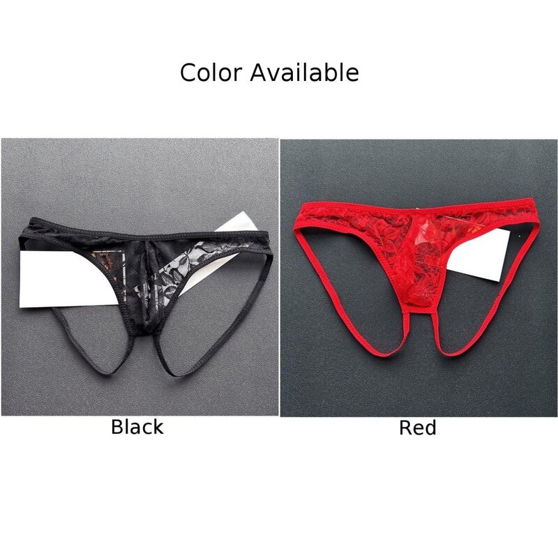 Sexy Mens Sissy Gay Lace Briefs Ultra Thin Low Rise Panties Crotchless Underwear Solid See-through Underpants Erotic Lingerie