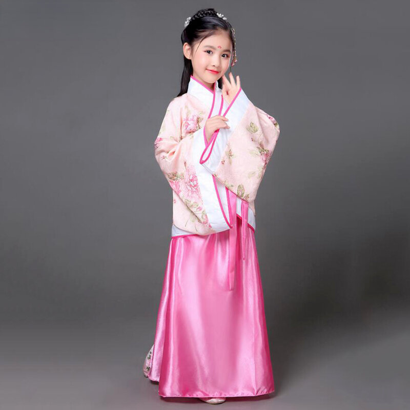 Crianças antigas vestidos tradicionais roupa chinesa meninas traje folk dança desempenho hanfu vestido para crianças
