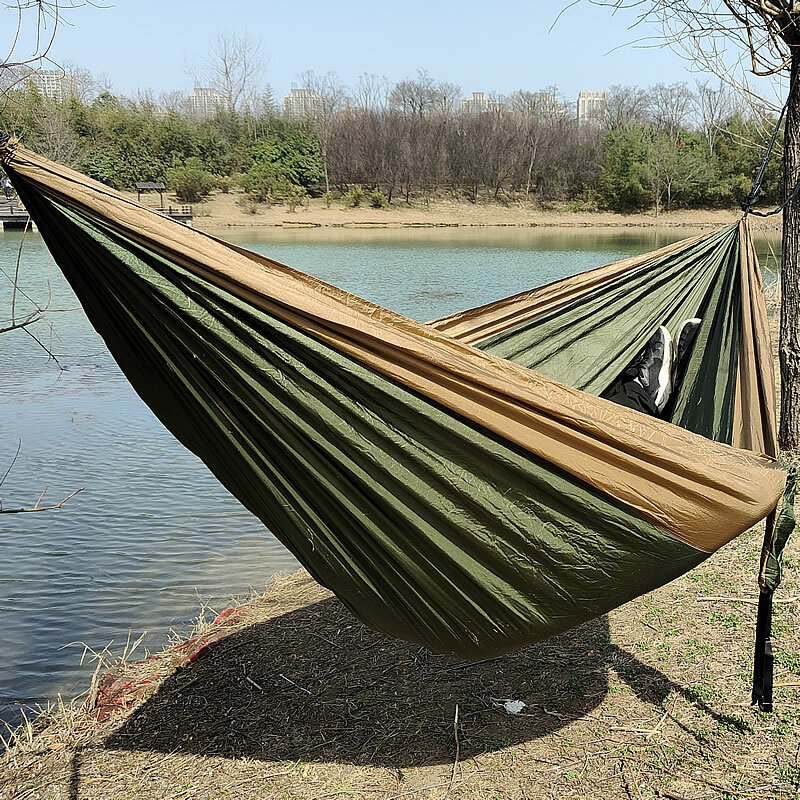 Hamaca de nailon para acampar y jardín, cama de dormir ligera para dos personas, para viajes, senderismo, para colgar al aire libre, 300x200cm
