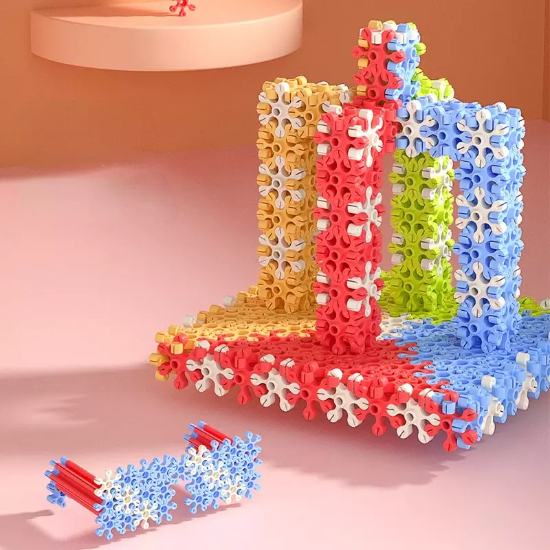 Mainan anak laki-laki dan perempuan, blok bangunan dipertebal Desktop mosaik pendidikan dini plastik konstruksi rakitan 3D