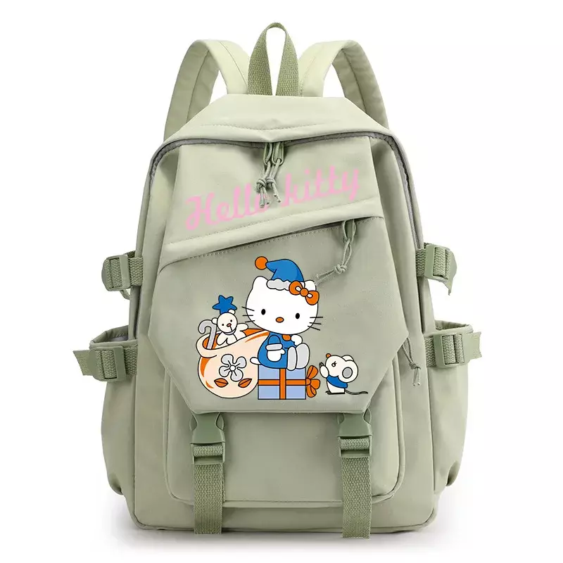 Sanrio Olá Kitty estudante mochila, Casual Cartoon leve computador lona mochila, bonito, novo
