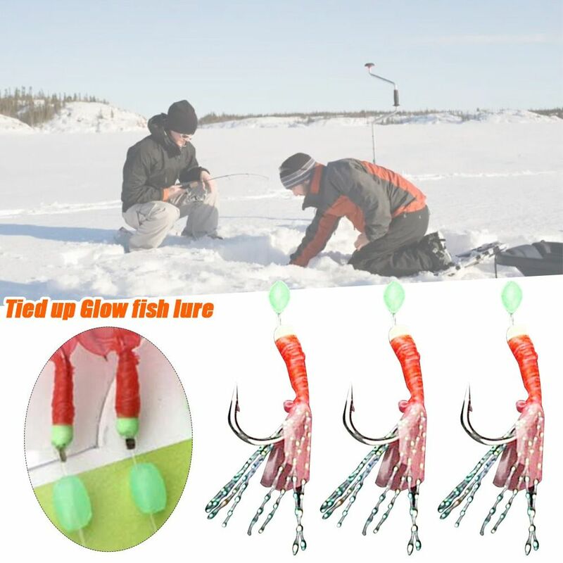 long tail Tied up Glow fish lure New Fishing Tackle Soft Silicone head Soft bait hook Swim Carbon Steel String hook Durable