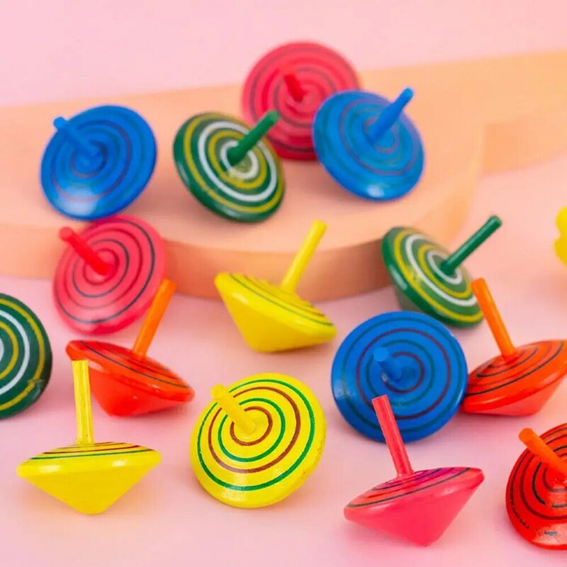 Giroscopio de madera colorido para niños, juguetes educativos para aliviar el estrés, regalo de fiesta de cumpleaños, Color aleatorio, 1/5 piezas