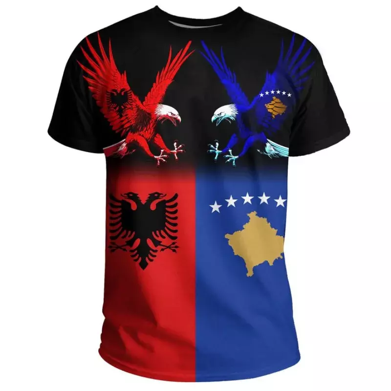 Newest Country Flag Retro Albania Symbol NewFashion Men/Women 3Dprint Summer T-Shirts  Albania-Kosovo T Shirt Our Special Frien