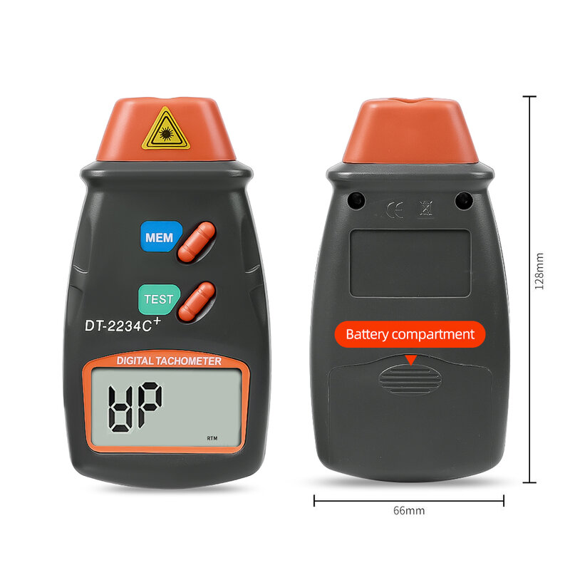 Tacómetro Digital con foto láser, medidor de velocidad sin contacto, RPM, uso del motor para medir motores de torno, rango de 2,5 a 99.999 RPM
