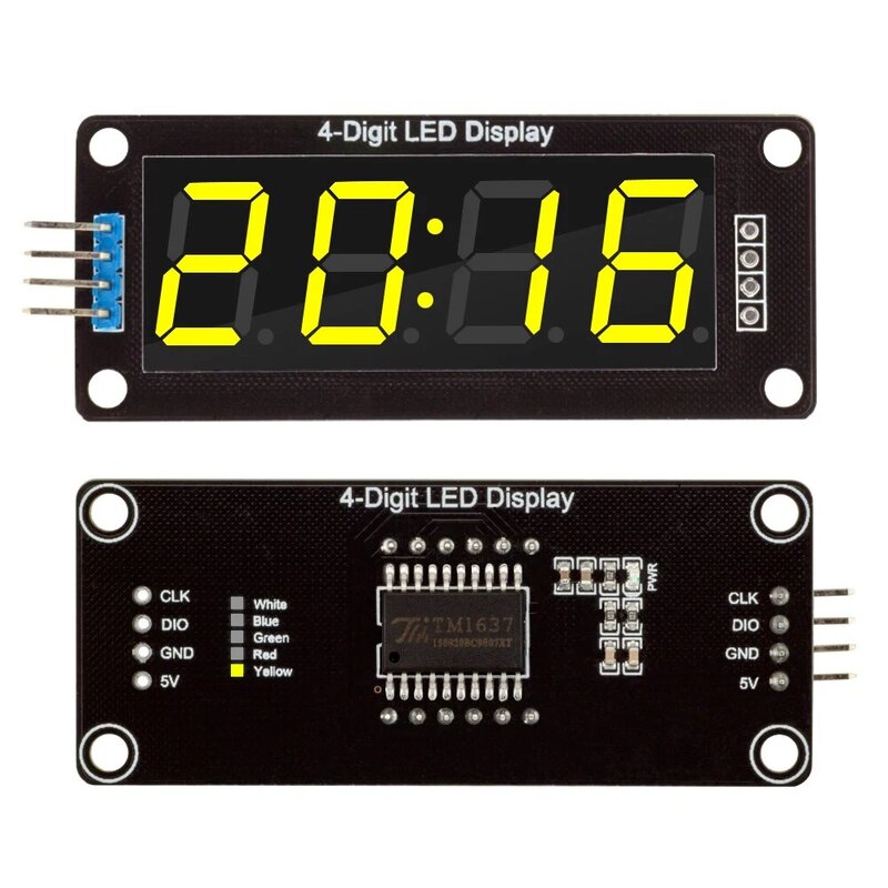 Display Digital Tubo Decimal, Módulo LED Board para Arduino, vermelho, verde, amarelo, azul, branco, 7 segmentos, TM1637, 0, 56 Polegada, 4 dígitos