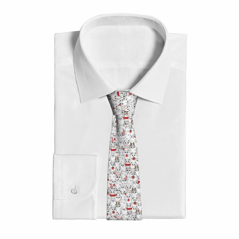 Męski krawat klasyczny chudy słodki kociak Boże Narodzenie krawaty wąski kołnierz wąski casualowy krawat akcesoria prezent