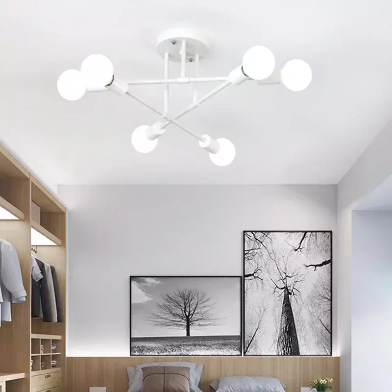 Modern LED Ceiling Lamps Chandelier Sputnik Lamping Semi-embedded Ironwork Lighting Fixtures for Bedroom Living Room Home Decor