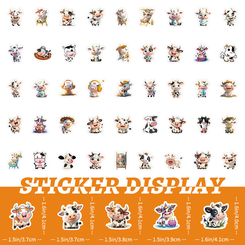 10/30/50/100pcs Kawaii Animal Cow Cartoon Stickers decalcomanie fai da te bagagli Skateboard Scrapbooking vinile bambini decorazione Sticker giocattoli