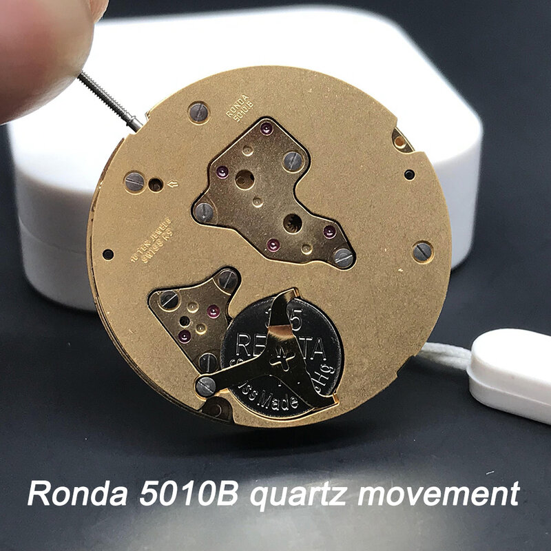 SW Ronda 5010B 10 Jewels Quartz Watch Golden Movement Date-just Stem White Single Date Clock Parts Replacement