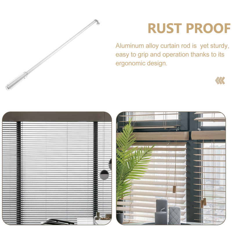 Aluminum Curtain Pull Rod Metal Snap 21.8 Inch Push Wand Drapery Grommet Curtain Rod For Windows Blind Opener Stick
