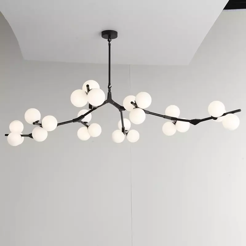Lampu gantung Led cabang pohon Modern, lampu gantung bola kaca dekorasi ruang tamu ruang makan kamar tidur pencahayaan dalam ruangan