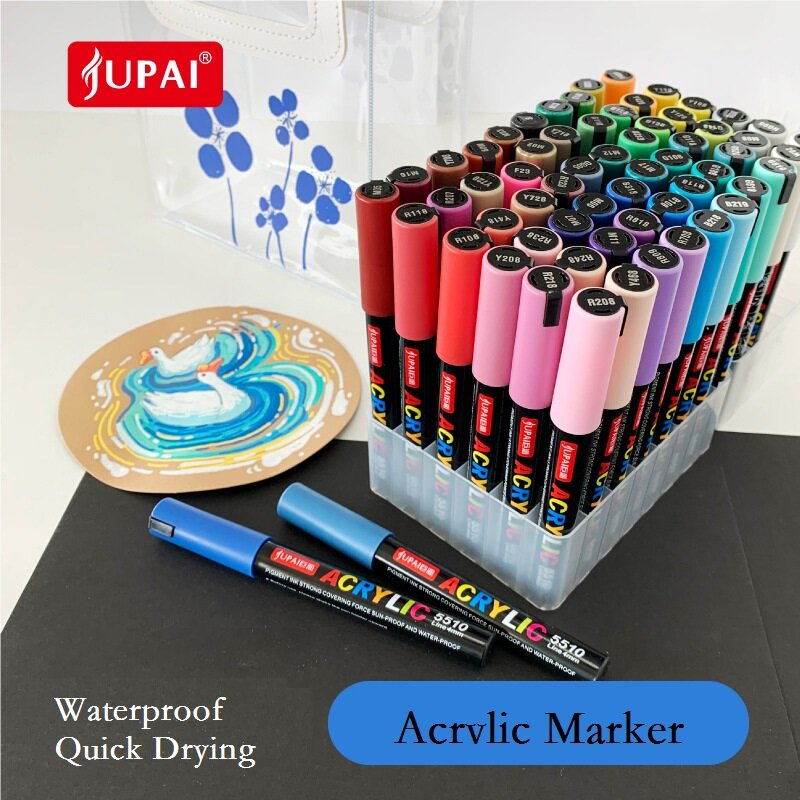JUPAI-bolígrafos de pintura acrílica de colores, rotuladores permanentes de tinta a base de agua de gran capacidad, 5g, suministros para dibujo de Manga y manualidades