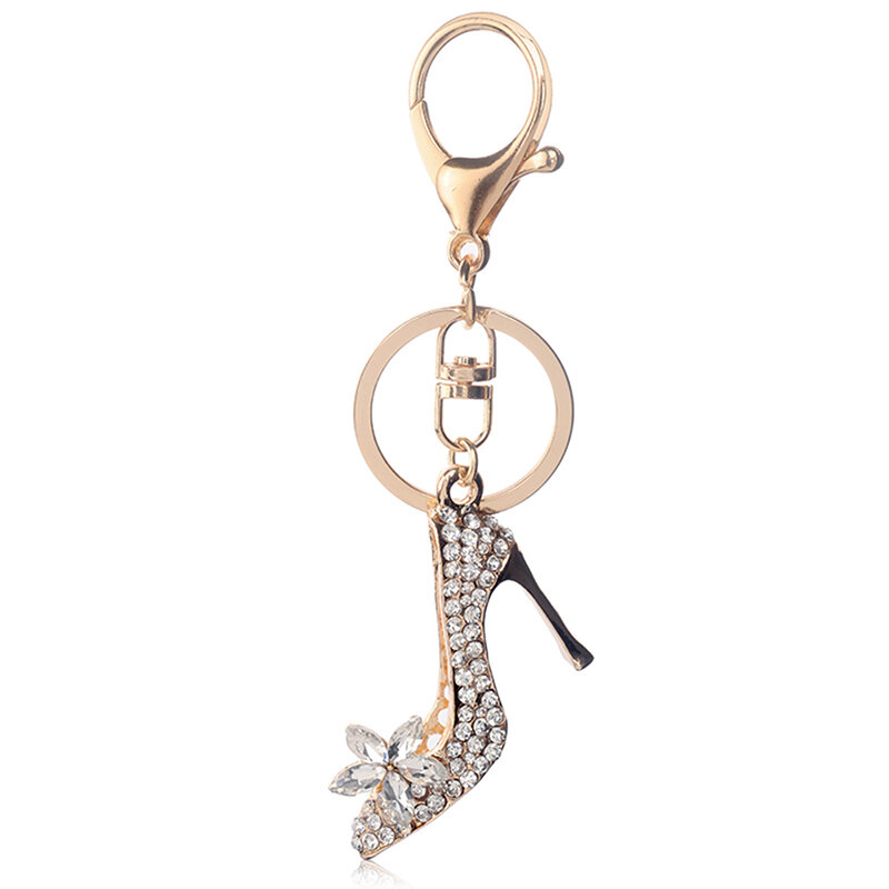 Gantungan kunci sepatu hak tinggi dompet kristal berlian buatan tas gantungan kunci mobil gantungan kunci Aloi dekoratif tas pesona