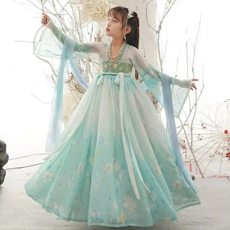 2024 Chińska sukienka Hanfu Dziewczęta Kostium noworoczny Starożytna sukienka Hanfu Dzieci Karnawał Wróżka Kostium Cosplay Różowa sukienka dla dziewczynek