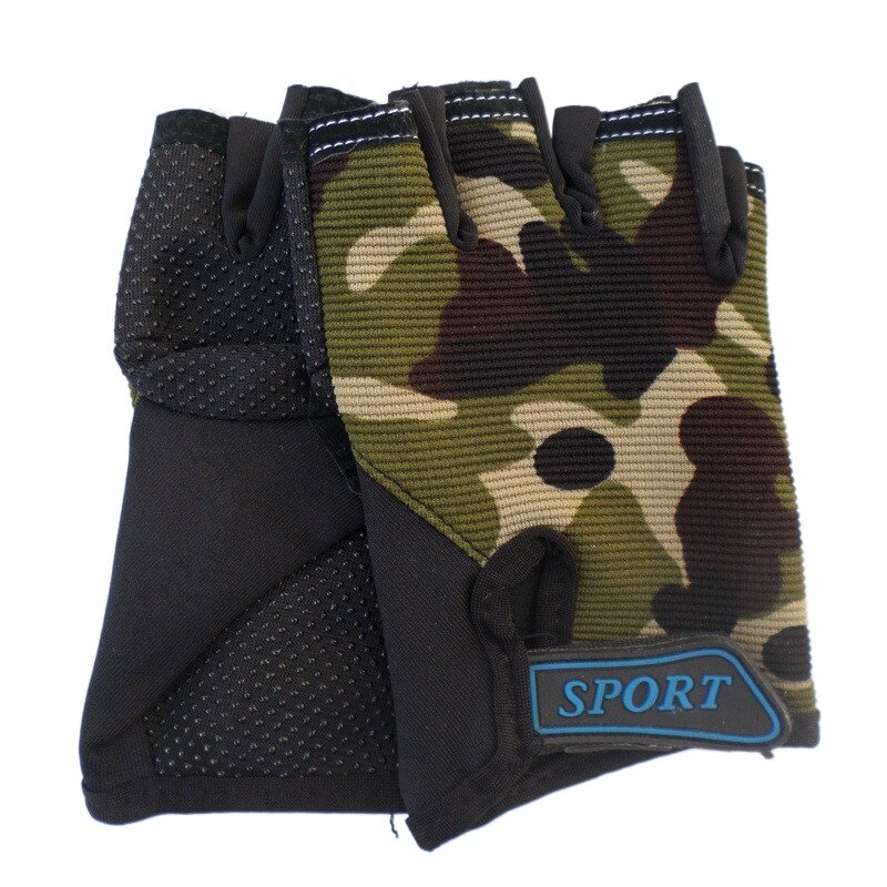 Gants de sport camouflage demi-doigt pour enfants, mitaines d'équitation, de cyclisme, de course, de plein air, pour garçons et filles, 1 paire