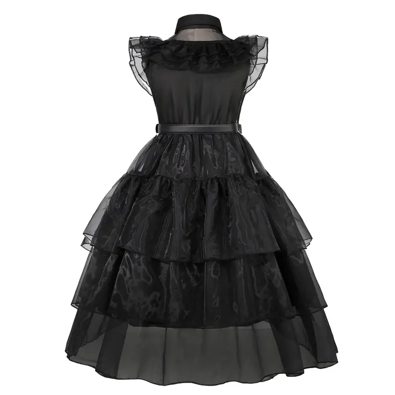 Costume de mercredi Addams pour filles, robe noire pour enfants