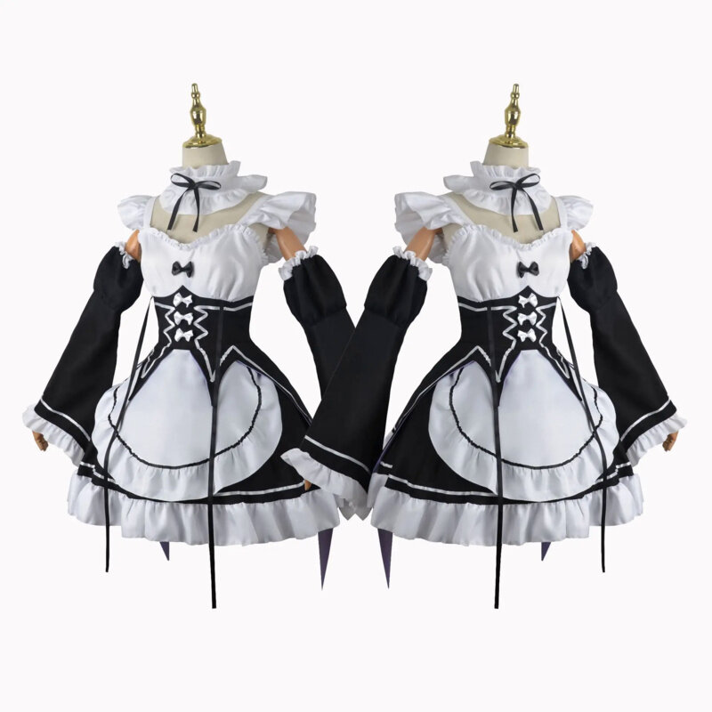 Anime Ram Rem Cosplay Costume Re：Life In A Different World From Zero Wig Halloween Sexy Maid Outfit Adult Woman Dress Sock Suit