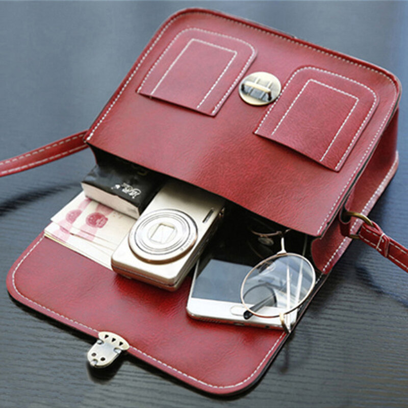 Fashion Vintage PU Messenger Bag Square Crossbody Shoulder Bags Phone Purse Travel Women Shoulder Bags