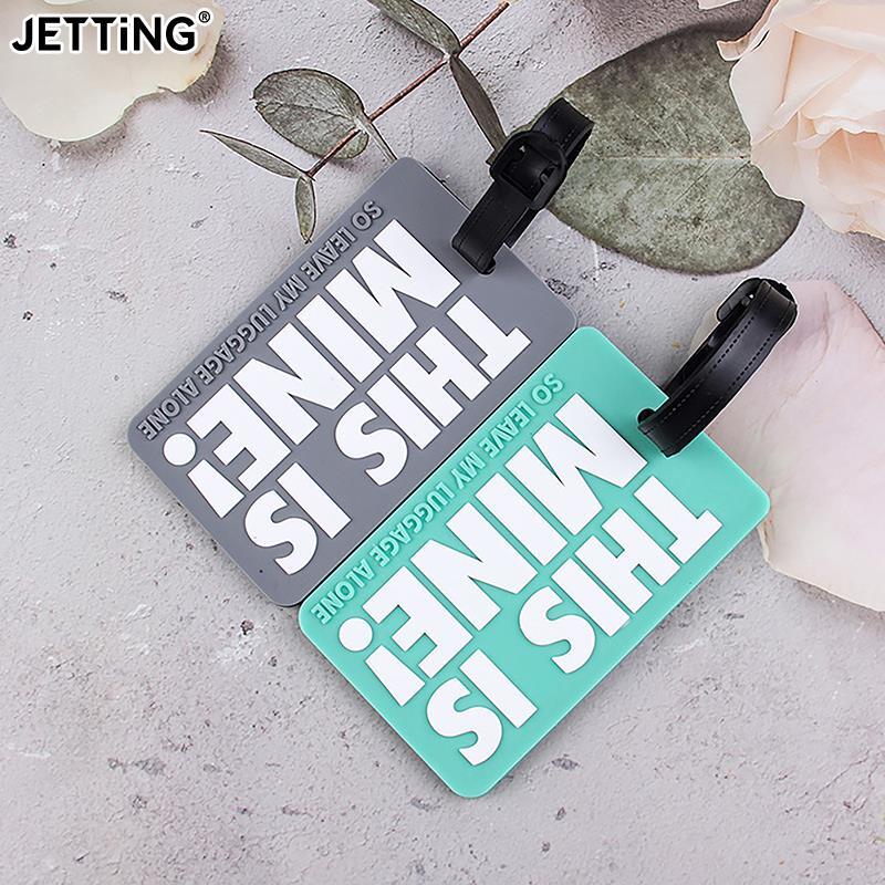 PVC Boarding Identification Tags THIS IS MINE Reminder Slogan Cartoon Letter Luggage Tags For Travelling Air Plane Check-in Tags