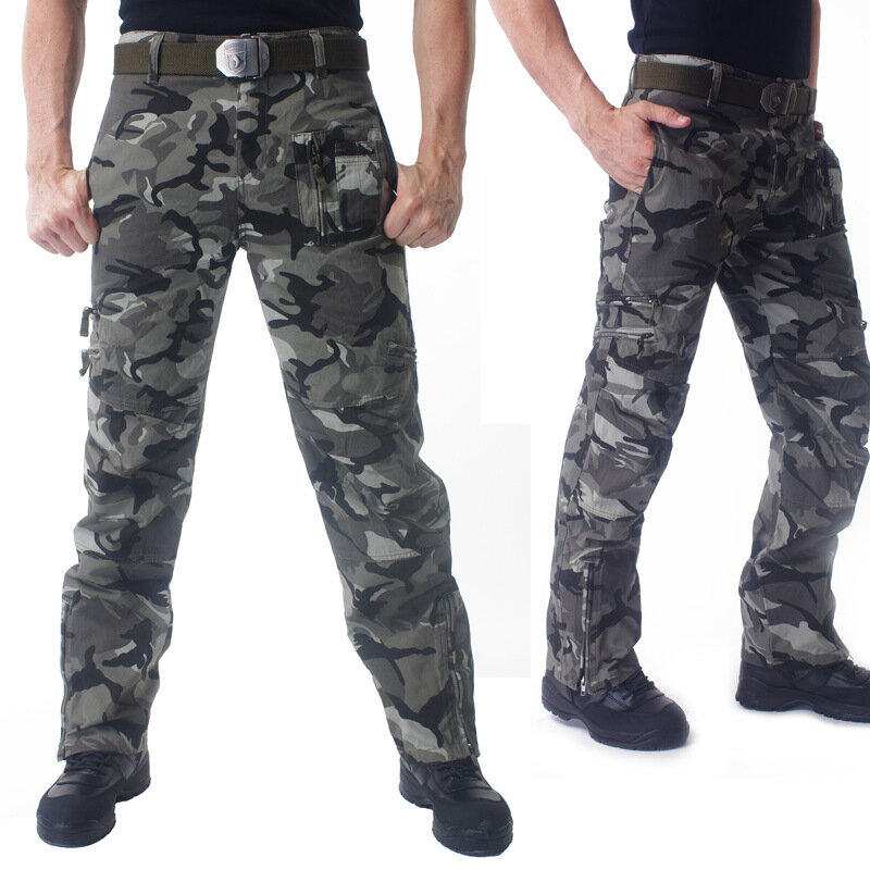Outdoor Leisure Tactical Cargo Pants Men Multi-pockets Work Wear Trousers Spring Autumn Hiking Climbing Sports Pants
