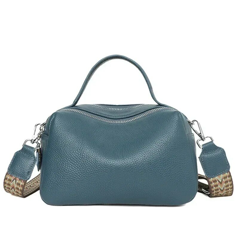 Bolsa de couro genuíno para mulheres, ombro Messenger Bag, bolsa de couro, cor sólida, moda, RDW1