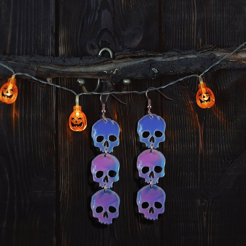 Halloween geometryczne czaszki dyniowe kolczyki brelok do kluczy z ozdobą forma do torby bagażowej
