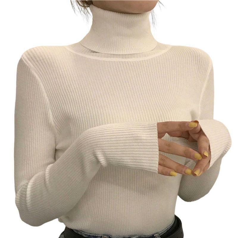 Женские свитера с высоким воротником и длинными рукавами, зимний теплый свитер, рубашка для холодной погоды для дома, офиса, школы