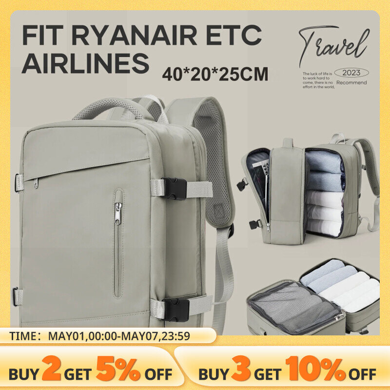 Mochila de viaje con diseño de Ryanair para hombre y mujer, bolsa de viaje de 40x20x25, antirrobo, extensible, para ordenador portátil