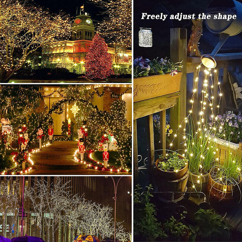 กลางแจ้งพลังงานแสงอาทิตย์หลอดไฟประดับแบบสาย300/200/100/50 LED Fairy Garland 8โหมด Garden Yard Tree Christmas Party ทองแดงกันน้ำสายไฟ