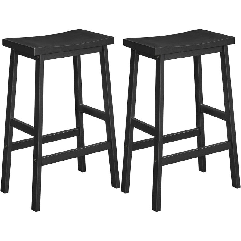 Bamboo Bar Chairs, 26 Inches Kitchen Counter Stools with Footrest, Saddle Stools, for Living Room, Dining Room, Party Room,