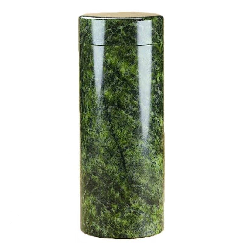 Natural Jade Medicine King Stone Water Cup Dark Green Magnetic Serpentine Insulation Cup Jade Tea Cup