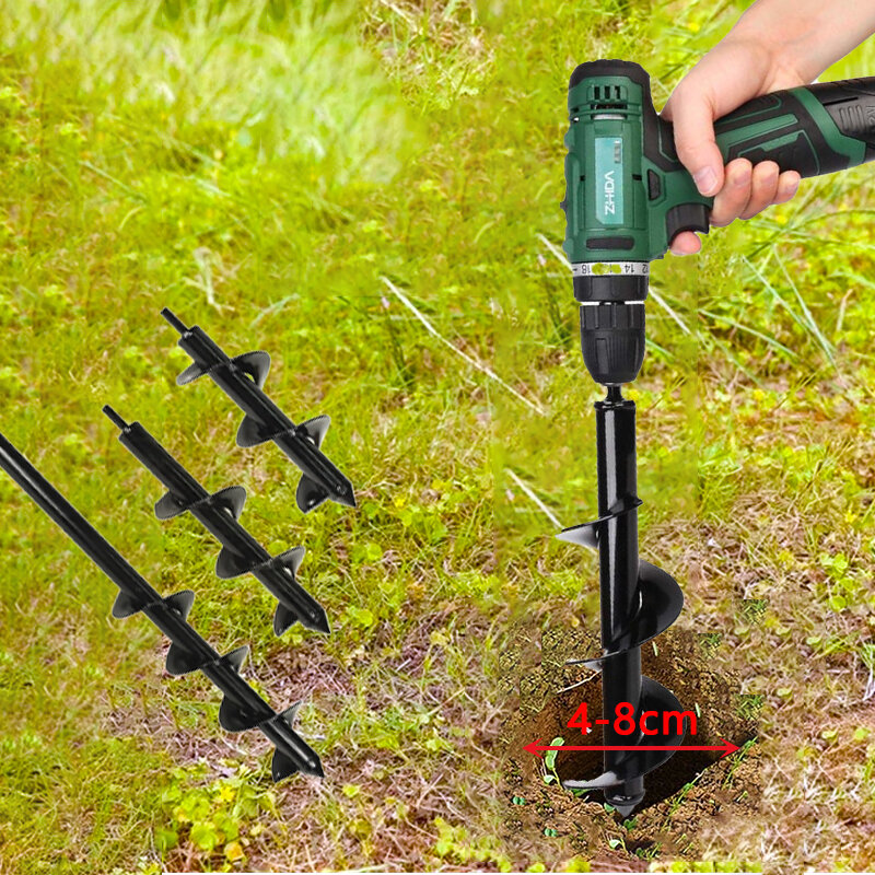 Metal Drill Bit Set Steel Gardening Tools Spiral Rod Loose Soil Digging Pit Sowing Planting Flowers And Trees Plant Tool