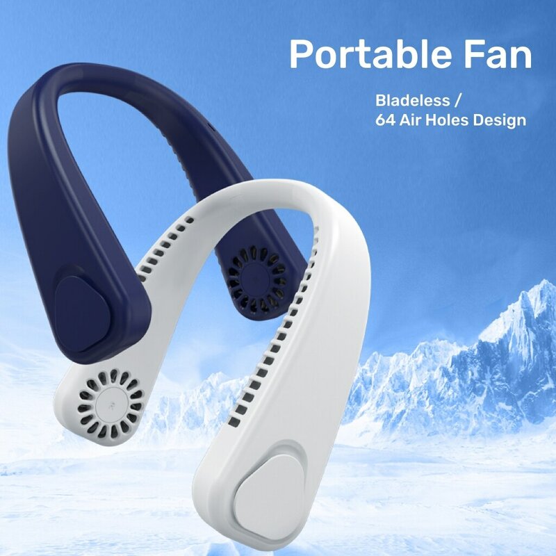 Verão Portátil Pendurado Pescoço Fan Fast Cooling USB Recarregável Wearable Bladesess Fan Outdoor Sports Home Office Cooler