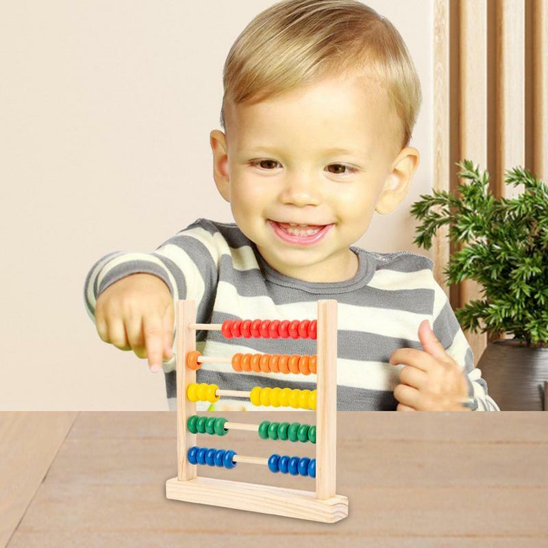 Ábaco de madera con marco de madera, herramienta clásica para contar, cuentas multicolor, enseñanza, suma y resta, juguetes de matemáticas