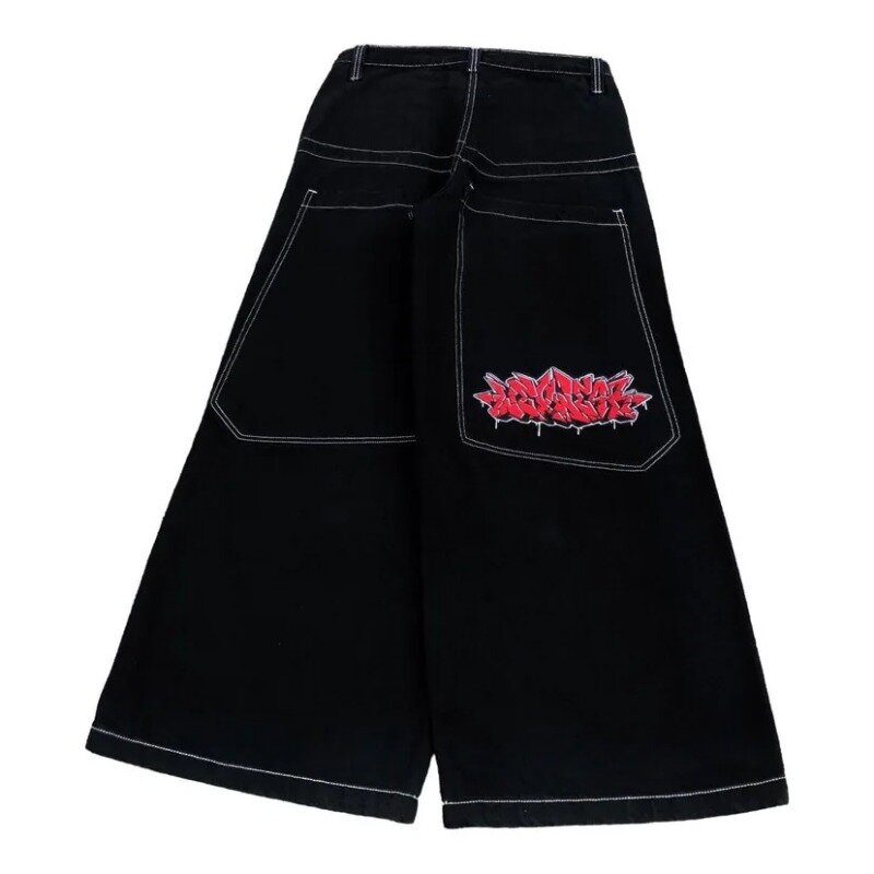 Jeans Hip Hop Baggy para Mulher Harajuku Y2K, bordados, cintura alta, melhor tendência, estética, perna larga, alta qualidade
