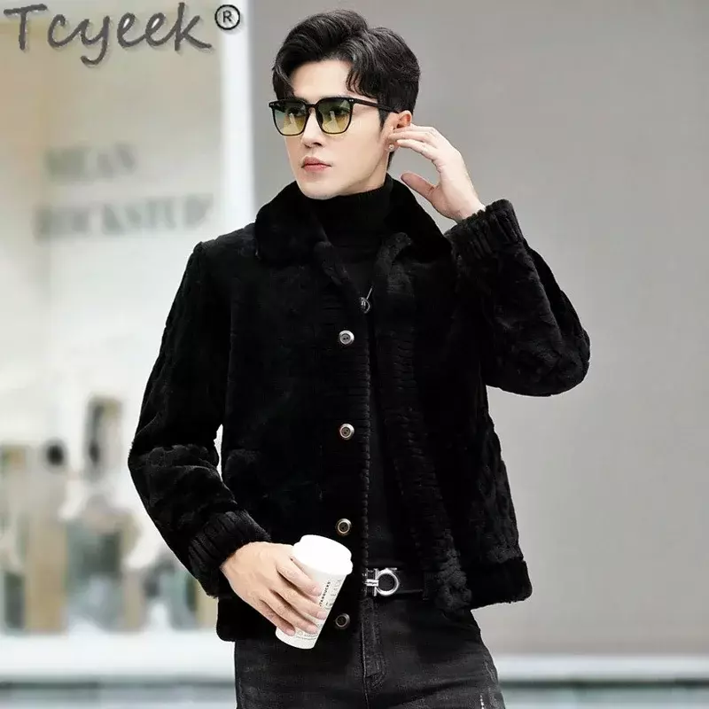 Tcyeek, модная мужская куртка из натуральной кожи, облегающие зимние мужские куртки, короткая искусственная кожа, Мужская Двусторонняя одежда