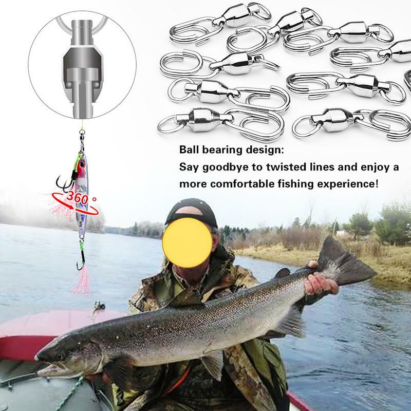 Fishing Swivel Connector Fishing Swivels Connectors High Strength Snaps Swivel Connector Ball Bearing Ring Stainless Steel