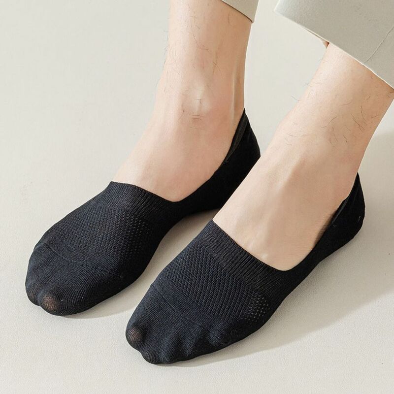 Männer kurze Netz socken unsichtbare Baumwolle lässig solide dünne Silikon Anti-Rutsch-Boots socken niedrig geschnittene atmungsaktive Socken flachen Mund