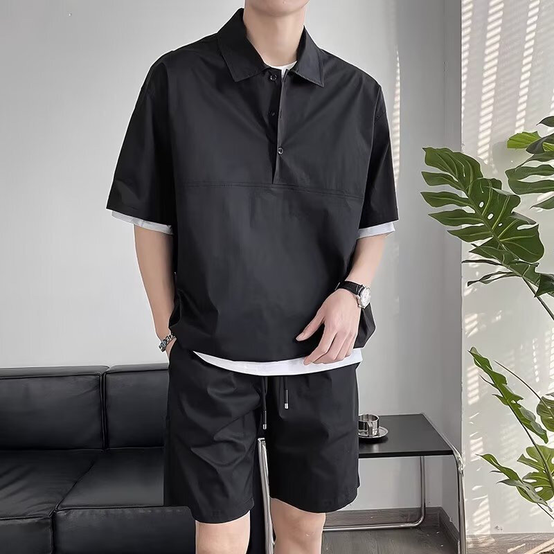 Sommer koreanischen Sporta nzug Jungen lose T-Shirt Studenten Kurzarm einfache fünf Viertel Hosen Advanced Sense Sporta nzug